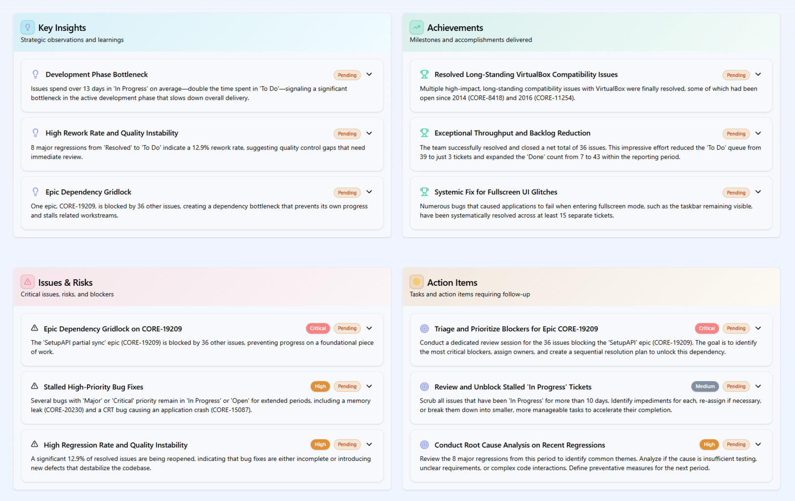Screenshot of Unbind dashboard showing project overview with task status, team progress, and automated reporting features